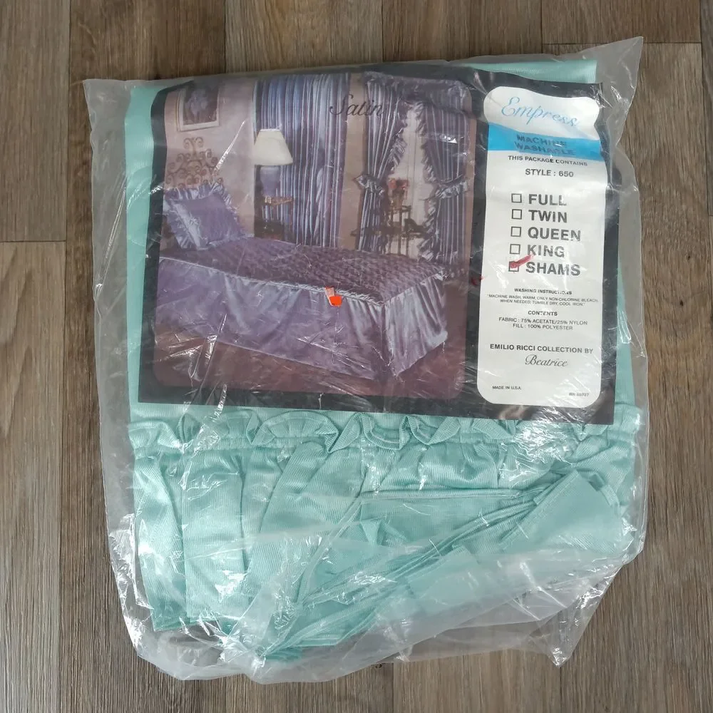 Vintage Emilio Ricci Pastel Green‎ Twin Bedspread Quilt & 2 Sham Set Made in USA